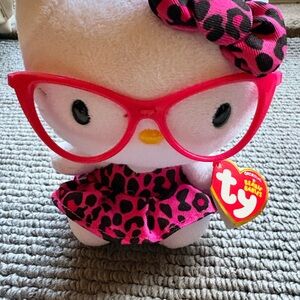 Beanie Babies Ty - Hello Kitty Plush with Pink Glasses and Leopard Skirt and Bow